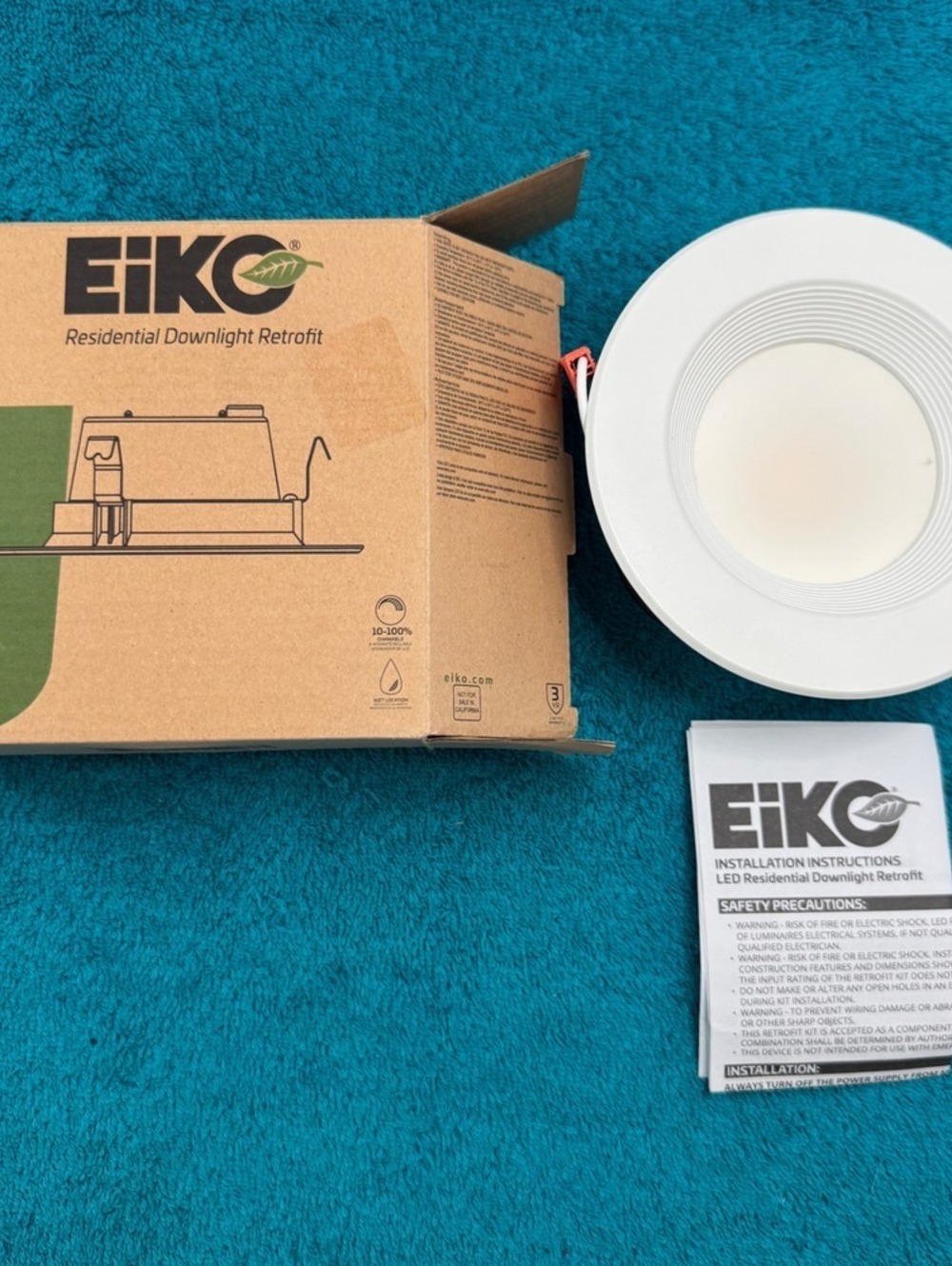 EiKO LED Residential Downlight Retrofit 13W 850 Lumens 3000K White Dimmable